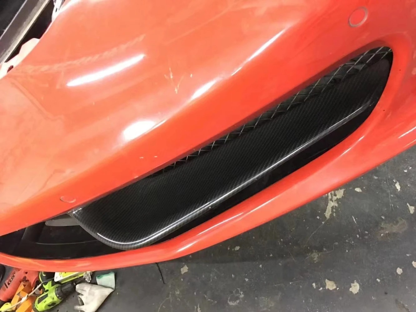 High Quality DMC Style Carbon Fiber Front Bumper Front Grille Decorative Protection Device Body Kit for  458